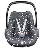 BriljantBaby BabyFit SPOTS ** Universal Schonbezug 100% Baumwolle Interlock-Jersey ** Für Babyschale, Autositz, z.B. Maxi Cosi CabrioFix, Citi, Pebble u.a. (Iron Anthrazit)