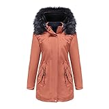 Deloito Winterjacke Damen Steppjacke Mit Abnehmbarer Kapuze Winterparka Elegant Frauen Wintermantel Reißverschluss Steppmantel Winter Warm Outdoorjacke Kapuzenjacke Lang Parka Jack