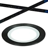 N&BF Nail Art Stripes Nagelsticker Laser Black Schwarz | Zierstreifen Nagelaufkleber | 19m x 1mm Streifen Sticker | Striping Line Tape | Strip Nageltattoos für Nageldesign mit Gel, Acryl & Nagellack