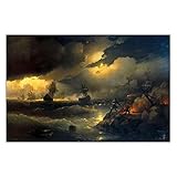 VVBGL Ivan Aivazovsky Gemäldewerk Leinwand Bild Peter der Große In Red Hill Replica Wand Bilder Vintage Maritime War Poster Home Wall Deko 80x120cmx1 Kein R