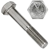 OPIOL QUALITY® Sechskantschrauben mit Schaft DIN 931 / ISO 4014 M12x170 mm aus Edelstahl A2 V2A (2 Stück) Maschinenschraube mit Teilgewinde Schraube Sechskant Maschinenschraub