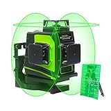 Huepar 3 x 360 Kreuzlinienlaser Grün, 360 Grad 3D Linienlaser Umschaltbare Selbstnivellierenden Laser Level mit Pulsfunktion, USB-Ladeanschluss, inkl. Lithiumbatterie und Magnethalterung - GF360G