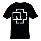 Rammstein Herren T-Shirt Logo Offizielles Band Merchandise Fan Shirt schwarz mit mehrfarbigem Front und Seiten Print (XL, Schwarz)