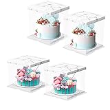 Transparente Kuchenschachtel, 4 Pcs Kuchenschachteln aus Durchsichtigem, Verpackung Kuchen Box, Kuchen Box Karton, Tortenschachtel Durchsichtig, Transparente Tortenschachtel, für W