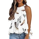 Damen Tank Top Neckholder Ärmellos Bluse Bauchfrei Oberteile Kurz Sexy Sommer Tshirt Oberteile Tunika Top Hemdbluse Patchwork Tops Drucken Basic Kurzarm Camisole Unterhemden Vests T