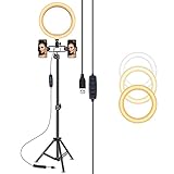 LCYZ Neues Ringlicht Kit, 6.3' Dimmbares LED Ringlicht USB Betrieben, LED Kreislicht Mit Bodenstativ Und Telefonhalterungen, Für Foto Selfie, Videoaufzeichnung, Zoom Meeting
