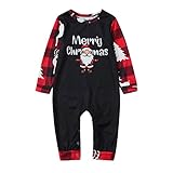 WEXCV Weißes Rentier Schlafstrampler Pyjama Set für Kleinkind Kinder Casual Langarm Winter Indoor Babykleidung Set Farbe Plaid Stitching Babysuit,6 Monate-24 M