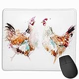 Zwei Hen Chicken Aquarell rutschfeste Persönlichkeit Designs Gaming Mouse Pad Schwarzes Tuch Rechteck Mousepad Art Naturkautschuk Maus Matte mit g