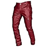 wuitopue Herren Herbst Winter Punk Retro Goth Slim Casual Lange Hosen Sale UK Plus Size, 1Rot, 20