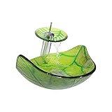 FUHU-SJZ Handwaschbecken Glas Oval Aufsatzwaschbecken Waschtisch Set Moderne Kunst Aufsatz-Waschschale Waschtisch Mit Pop-up-Abfluss (Color : Green)