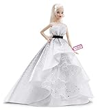 Barbie FXD88 - Barbie Sammlerpuppe zum 60. Jubiläum, ca. 30 cm groß, blond, mit einem Kleid und einem Armband, die einem Diamanten nachemp