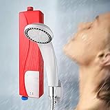 OUBAYLEW 3000W Mini Sofort elektrischer Durchlauferhitzer+Duschkopf Kit Warmwasserbereiter mit Überdruckventil und LED Anzeige Dusche Badezimmer Kü