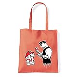 Art T-shirt, Tasche Sholder Super Mario Graffiti Banksy, Orange - Corallo - Größe: Taglia U