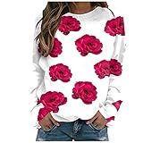 3D Valentinstag Liebe Tier Druck Tee Frauen Freizeit Loose Bluse Elegant Damen Langarm O-Ausschnitt Tops Mode Paare Oberteile T-Shirt Pullover Hemd Shirt Tunik