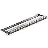 deleyCON 24 Port Patchpanel Set Patchfeld Modular 0,5HE 19 Zoll Rackeinbau + 24x RJ45 Keystone Module CAT6a Kompatibel CAT5 CAT6 CAT7 CAT8 LAN Netzwerk Verlegekabel Schw