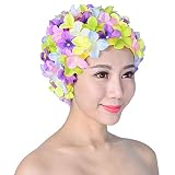 Damen Badekappe, Retro atmungsaktive Badekappe mit Blumen – Blütenblatt-Badekappe Gr. One size, mehrfarbig