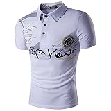 Shirt Herren Sommer Slim Fit Knopfleiste Herren T-Shirt Basic Stretch Spleißen Gestreift Farbkontrast Herren Freizeitshirt Mode Druck Kurzarm H