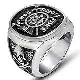 WIPOCN Vintage Piraten Anker Schädel Doppel Schwert Ring Edelstahl Wikinger Badge Krieger Ring Herren Motorrad Punk Rock Ring (Größe : 10)