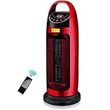 FCWMD Kleine oszillierende Turmheizer, 2000W Heizlüfter mit 12-Stunden-Timer und 3 Lüftermodi für Zimmerbüro und Zuhause,R