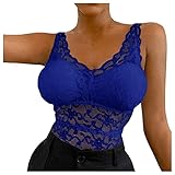 Sexy Dessous Top Sexy Tank mit Unterstützung BH, Oberteil aus Spitze, Crop Top Bralette Push Up Weste ohne Ärmel T-Shirt mit herausnehmb