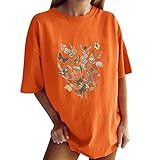 Oberteile Damen Elegant Lang: Tshirt Oversize Kurzarm Longshirt Oberteile Sommer Tee Tops Locker Casual Shirt Lässig Basic Bluse Sweatshirt Sommershirts Für Frauen,Teenager M