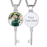 Benutzerdefiniert Schlüssel Anhänger Personalisierte Zirkonia Kupfer Foto Anhänger Mit Glasschicht Bild & Text Wunsch Gravur Silberfarbe Anhänger Foto 45CM+ 5CM Verlängerungsk