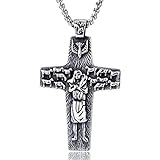 XLTFZY Halsketten Boutique Anhänger Religiöse Jesus Shepherdaa, Halskette, Für Männer Frauen Retro Christus Edelstahl Amulett Schmuck/65Cm(26In)