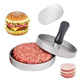 HEPAZ Burgerpresse mit 100 Blatt Backpapier,Hamburgerpresse Set aus Aluguss für leckere Hamburger,Patties, BBQ, Burger Presse mit Antihaftbeschichtung