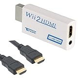 Thlevel Wii auf HDMI Adapter Konsolen Adapter Wii Konverter HDMI mit Audio via HDMI-Anschluss und extra 3,5mm Buchse Audioausgang für Wii U & Mini TV Monitor Beamer Fernseher (Weiß)