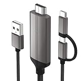 USB C auf HDMI Kabel für Android Smartphone Tablet, AT-Mizhi Micro USB auf HDMI Adapter, 2 in 1 MHL HDMI Kabel für TV/Projektor/Monitor, 1080P Android zu HDMI Adapter 2M/6,6 Fuß (Brauche APP)