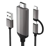 USB C auf HDMI Kabel für Android Smartphone Tablet, AT-Mizhi Micro USB auf HDMI Adapter, 2 in 1 MHL Zu HDMI Kabel für TV/Projektor/Monitor, 1080P Android zu HDMI Adapter 2M/6,6 Fuß (Brauche APP)