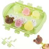 Xingsky Eisformen Silikon, 6 Eisform Eis am Stiel BPA frei, Klein Eisförmchen Popsicle Formen, Mini Eisform, für Kinder und Erwachsene, Wiederverwendbar Eis Selber Machen Formen.(Grün)