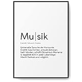BLCKART Definition Poster Musik Beidseitig Bedruckt Worterklärung Bild Typografie Wanddeko Kunstdruck - ohne Rahmen (A3 | 29,7 x 42 cm | Ohne Rahmen, Definition Poster | Musik)