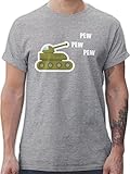 Fahrzeuge Fahrrad Bagger und Co. - Pew Pew Panzer - L - Grau meliert - t Shirt kanonen - L190 - Tshirt Herren und Männer T-S