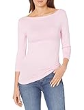 Amazon Essentials 3/4 Sleeve Boatneck dnu T-Shirt, Rosa, Einfarbig, M