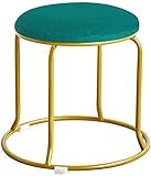 HZYDD Runder Make-up-Fußhocker Samt-Dressing-Hocker mit goldenen Metallbeinen gepolstert Fußstütze-Make-up-Stuhlstapel, um Platz zu sparen (Farbe: Off-White) (Color : Green)