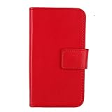 Gukas PU Leder Tasche Hülle Für Mobistel Cynus F9 4.7' Handy Flip Design Brieftasche mit Kartenfächer Schutz Protektiv Case Cover Etui Skin Shell (Farbe: Rot)