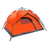 Campingzelt，Pop Up Zelt 3-4 Personen，Wasserdichtes Zelt，Familien Campingzelt|Wasserdicht Und Sonnenschutz, Dreidimensionale BelüFtung|Geeignet FüR Outdoor-Camping, WanderausflüGe (orange)