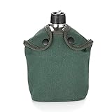 AUNYNJIA Wasserbecher Haushalt US-Edelstahl-Armee-Wasser- Tasse Militärkantine- Tasse Wanderarmkessel/Flasche und Spork Set mit grüner Nylonabdeckung Wasserbecher (Capacity : 1.0L, Color : Kettle)