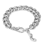 Männer Frauen 925 Sterling Silber Kubanisches Gliederarmband, Handgeschnitztes Engelsfeder Tattoo Panzerkette Armband, Verstellbarer Klobiger Manschettenschmuck