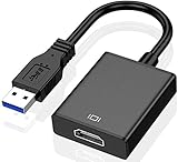 USB 3.0 auf HDMI Adapter, 1080P Full HD Video Audio Multi Monitor Konverter Adapter für PC Laptop Projektor HDTV kompatibel mit Windows 10/8.1/8/7 (nicht unterstützt Mac, Linux, Chrom)