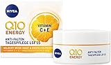NIVEA Q10 Energy Anti-Falten Tagespflege LSF 15 (50 ml), Gesichtspflege mit Q10 und Vitamin C+E, Anti-Falten Tagescreme für strahlende und straffere H