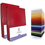 Cillows 2er Pack Jersey Spannbettlaken, Spannbetttuch 100% Baumwolle in vielen Größen und Farben MARKENQUALITÄT ÖKOTEX Standard 100 | 90x200-100x220 cm - Farbe: Rot 160 g/m2 Q