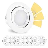 10 Stück linovum® fourSTEP Einbauspots LED schwenkbar dimmbar ohne Dimmer - LED GU10 5W warmweiß - Einbaustrahler weiß