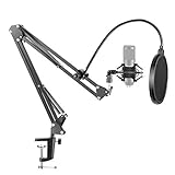 Neewer NB-35 Mikrofon Hänge Ausleger Scherenarm Ständer mit Mikrofon-Klipp-Halter und Tischmontage Klammer & NW (B-3) Pop Filter Windschutzscheibe Schild und Metall Mikrofon Schock Montag