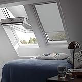 Original Velux Verdunkelungsrollo Rollo für GGL / GPL / GHL / GTL / GGU / GPU / GHU / GTU MK08 / Stofffarbe Premium 0705 grau , Schienenfarbe silber // DKL MK08 0705S