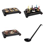 Wok Set Raclette 6 Personen - Tischgrill Elektrisch mit Crepes Maker - Elektrogrill - Wokset inkl 6 Pfannen - Partygrill Antihaftbeschichtung Pfännchen Bunte Griffe - Party Grill 1000 W