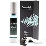 Cosmaidi Premium Dermaroller mit echten 0,5mm Nadeln, professionelles Microneedling für zuhause. Nadelroller für Bart Haare Gesicht und Körper Hautpflege inkl. Hy