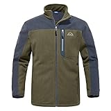 donhobo Herren Fleece Pullover Jacke Full Zip Fleecejacke Outdoor Winddicht Warm Atmungsaktive Winterjacke Wanderjacke (Grün, S)