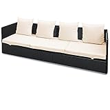 Deuba Polyrattan Sonnenliege Gartenliege 5-Fach verstellbare Lehnen 7cm Auflage Kissen Lounge Gartenmöbel Sofa Liege G